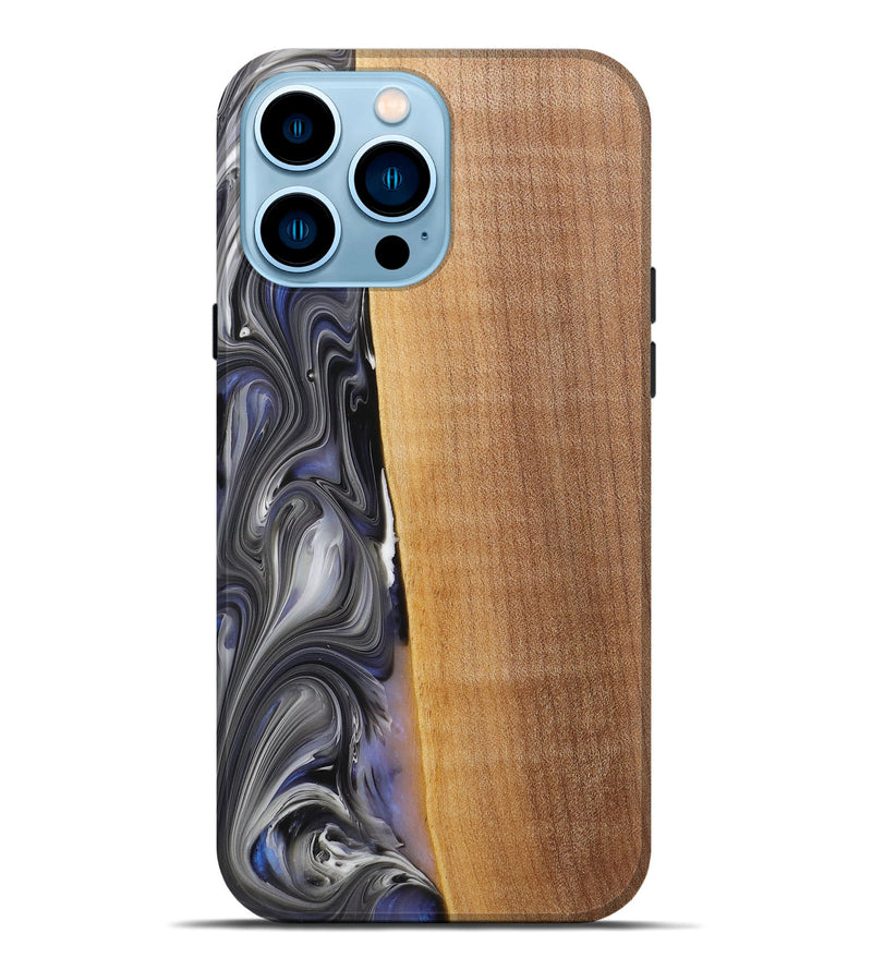 iPhone 14 Pro Max Wood+Resin Live Edge Phone Case - Nicolas (Black & White, 719791)