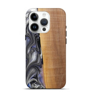 iPhone 15 Pro Wood+Resin Live Edge Phone Case - Nicolas (Black & White, 719791)