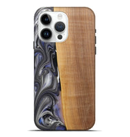 iPhone 15 Pro Max Wood+Resin Live Edge Phone Case - Nicolas (Black & White, 719791)