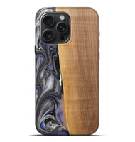 iPhone 16 Pro Max Wood+Resin Live Edge Phone Case - Nicolas (Black & White, 719791)