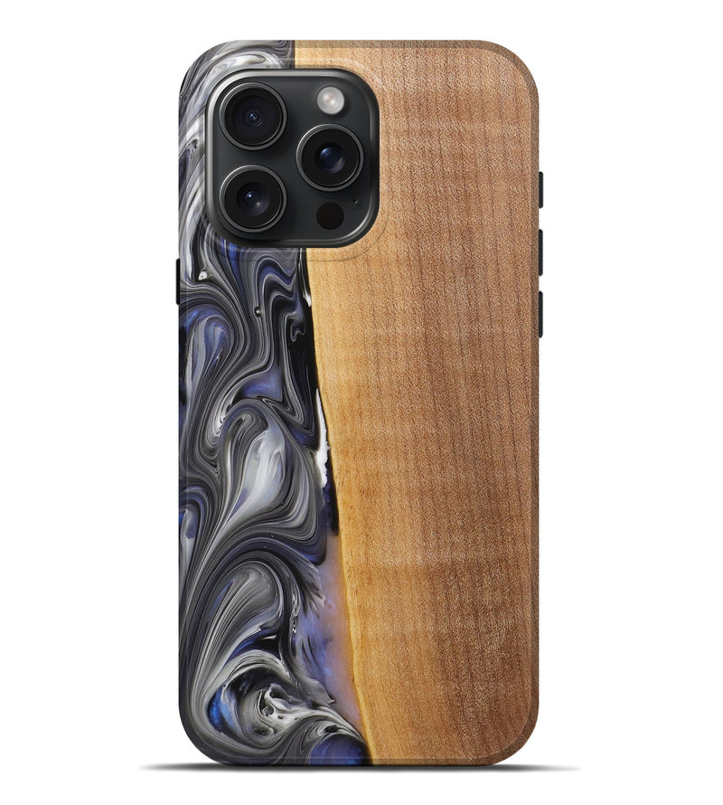 iPhone 16 Pro Max Wood+Resin Live Edge Phone Case - Nicolas (Black & White, 719791)