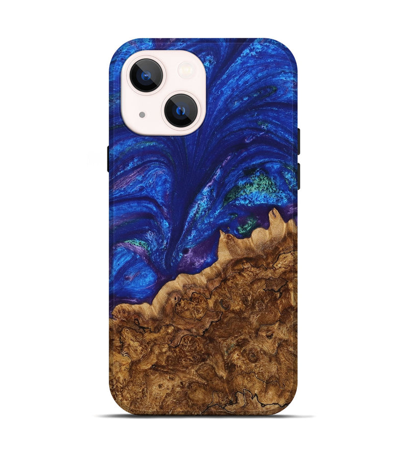 iPhone 14 Wood+Resin Live Edge Phone Case - Laura (Blue, 719796)