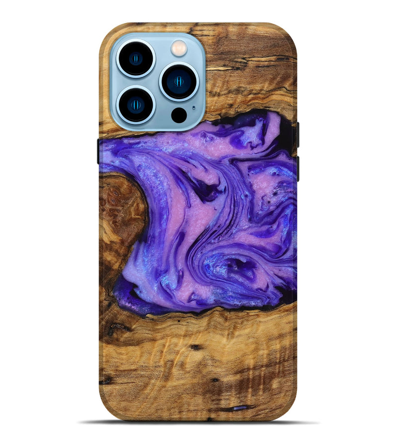 iPhone 14 Pro Max Wood+Resin Live Edge Phone Case - Tori (Purple, 719804)