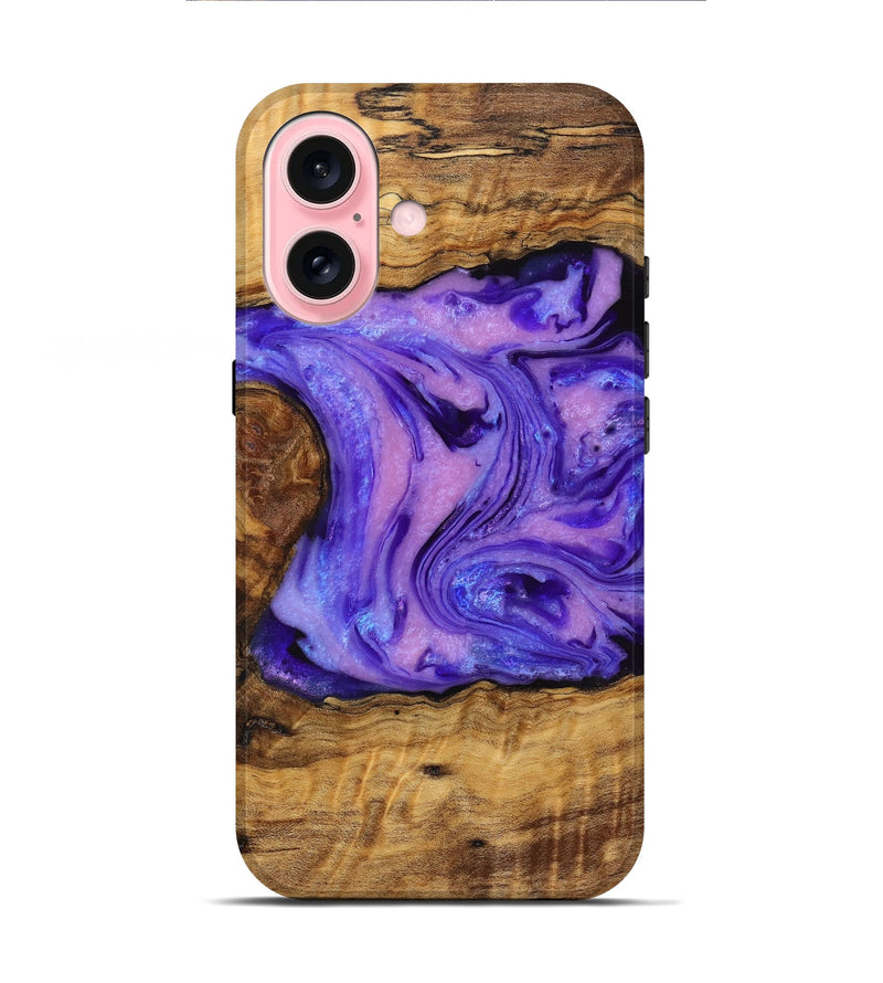 iPhone 16 Wood+Resin Live Edge Phone Case - Tori (Purple, 719804)