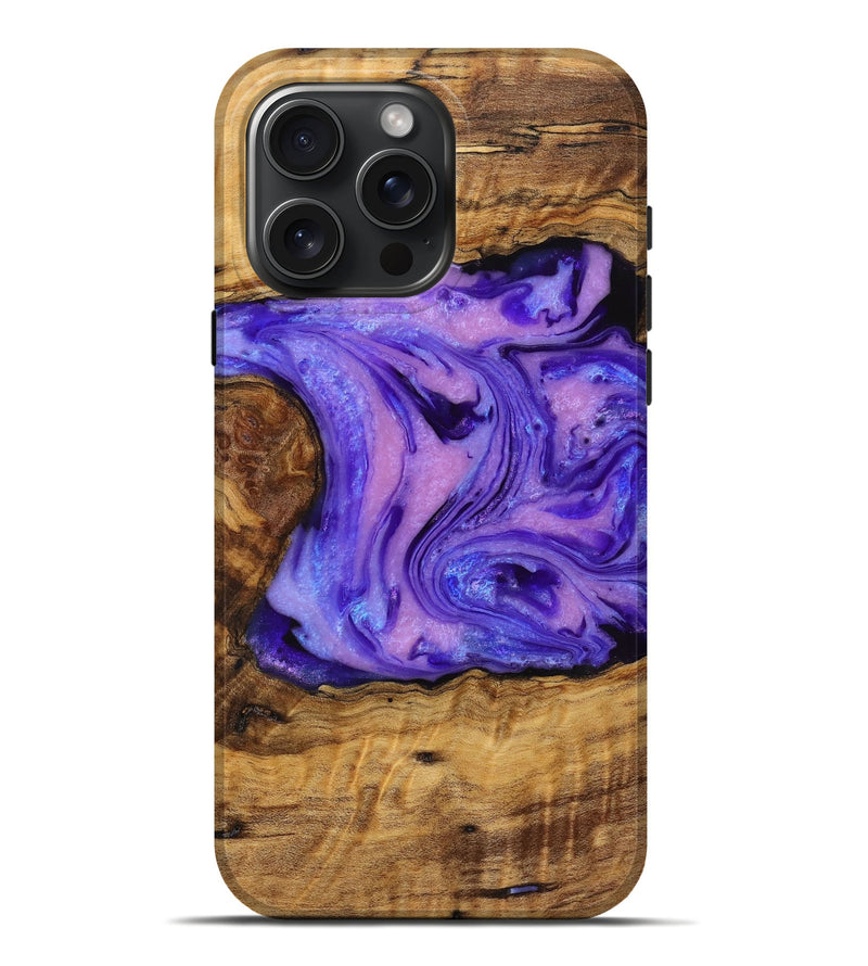 iPhone 16 Pro Max Wood+Resin Live Edge Phone Case - Tori (Purple, 719804)