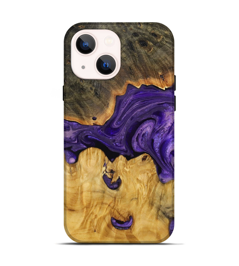 iPhone 14 Wood+Resin Live Edge Phone Case - Jessica (Purple, 719806)