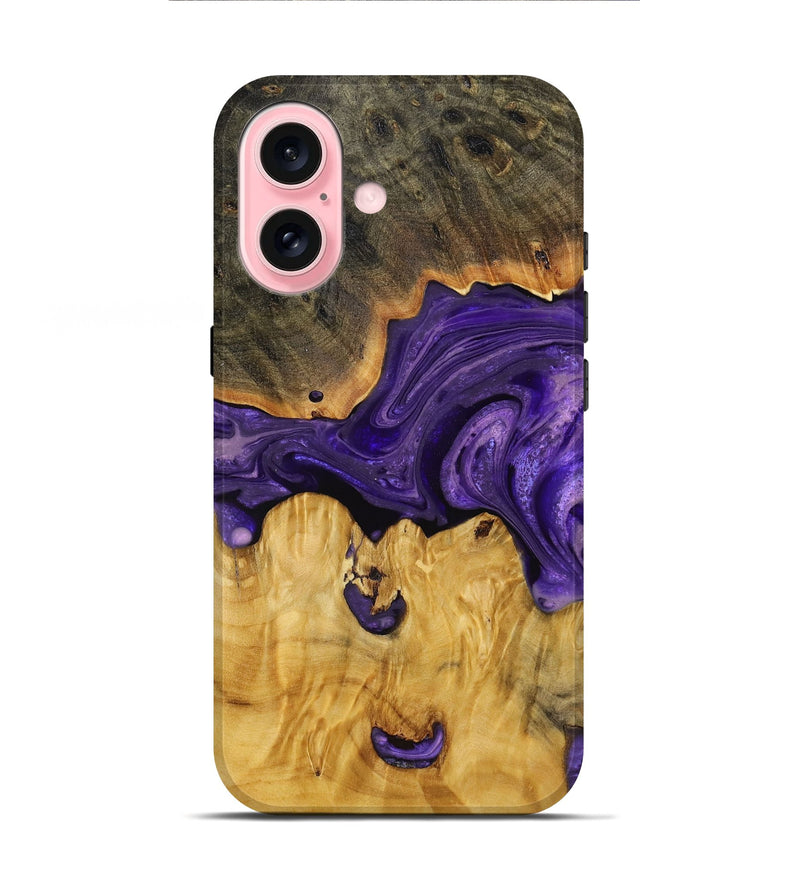 iPhone 16 Wood+Resin Live Edge Phone Case - Jessica (Purple, 719806)