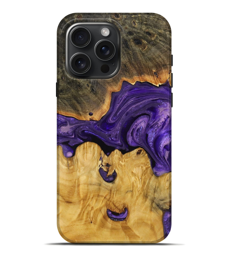 iPhone 16 Pro Max Wood+Resin Live Edge Phone Case - Jessica (Purple, 719806)