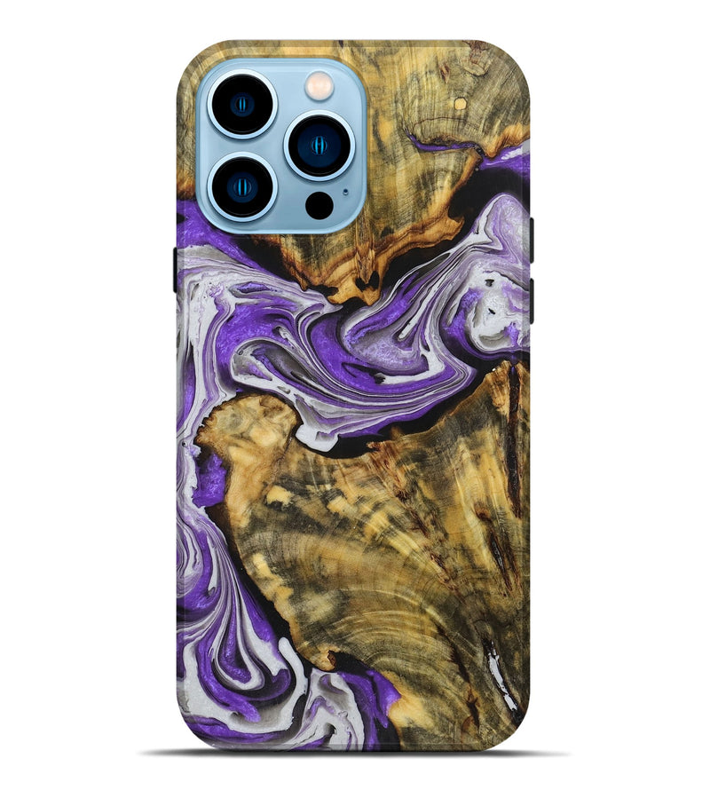 iPhone 14 Pro Max Wood+Resin Live Edge Phone Case - Amir (Purple, 719810)