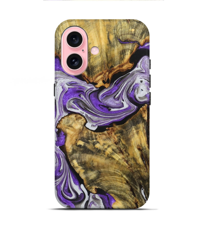 iPhone 16 Wood+Resin Live Edge Phone Case - Amir (Purple, 719810)