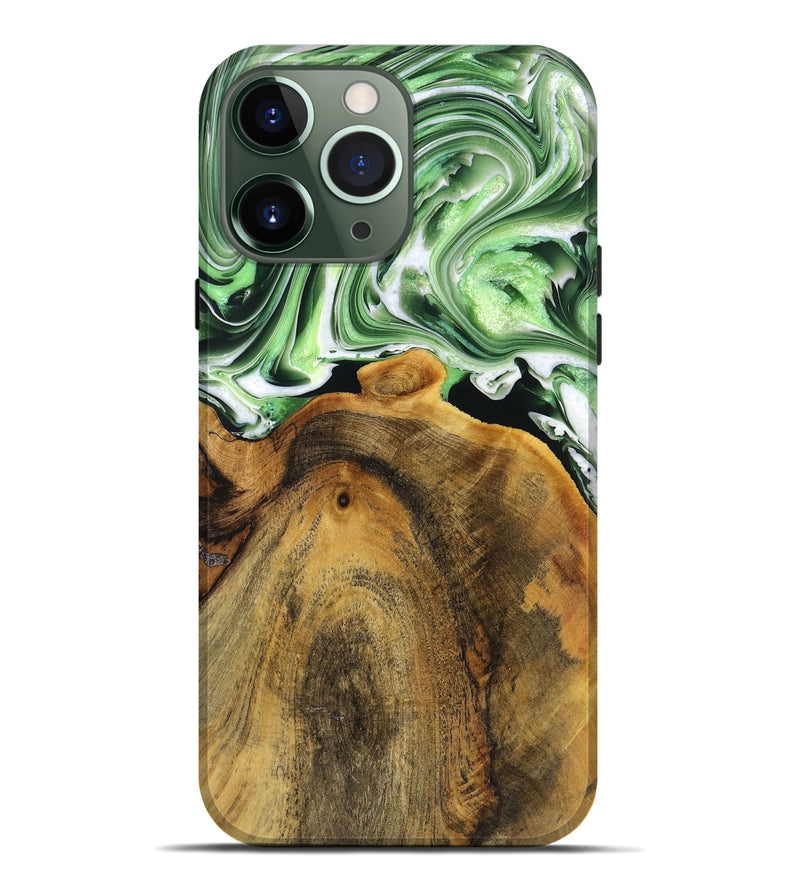 iPhone 13 Pro Max Wood+Resin Live Edge Phone Case - Bonita (Green, 719813)