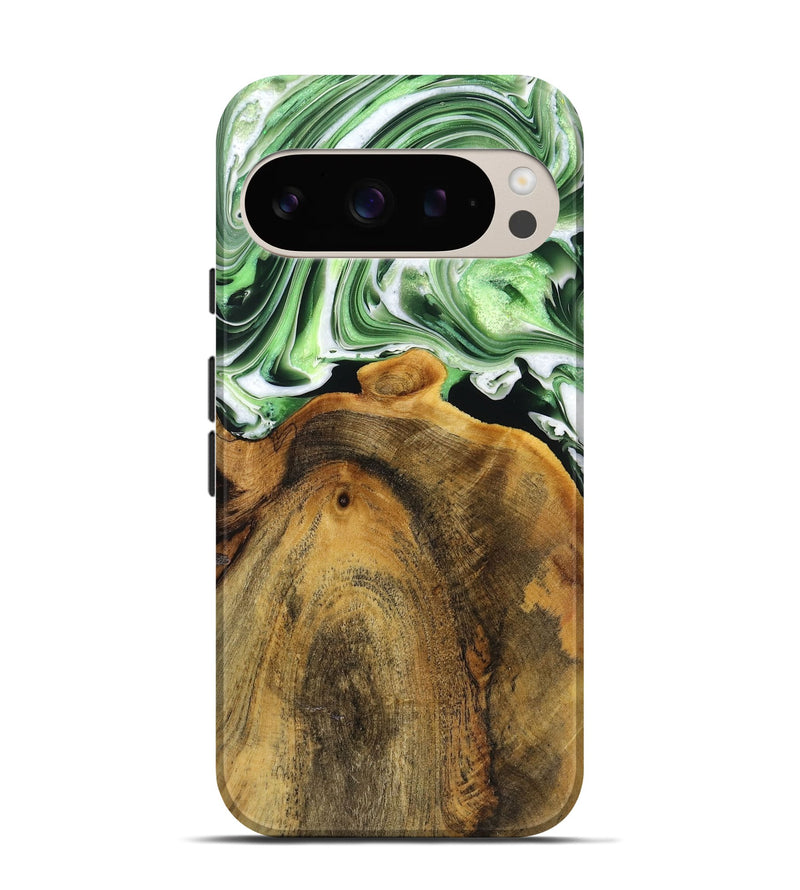 Pixel 9 Wood+Resin Live Edge Phone Case - Bonita (Green, 719813)