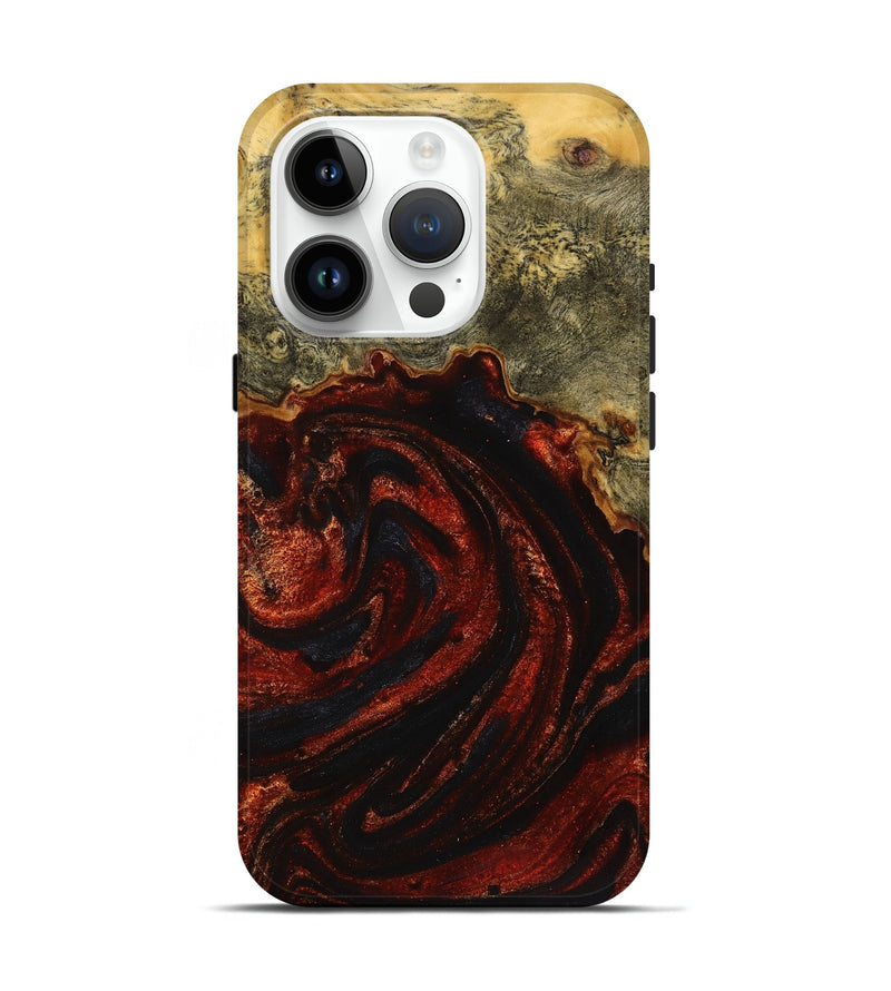 iPhone 15 Pro Wood+Resin Live Edge Phone Case - Shelia (Red, 719819)