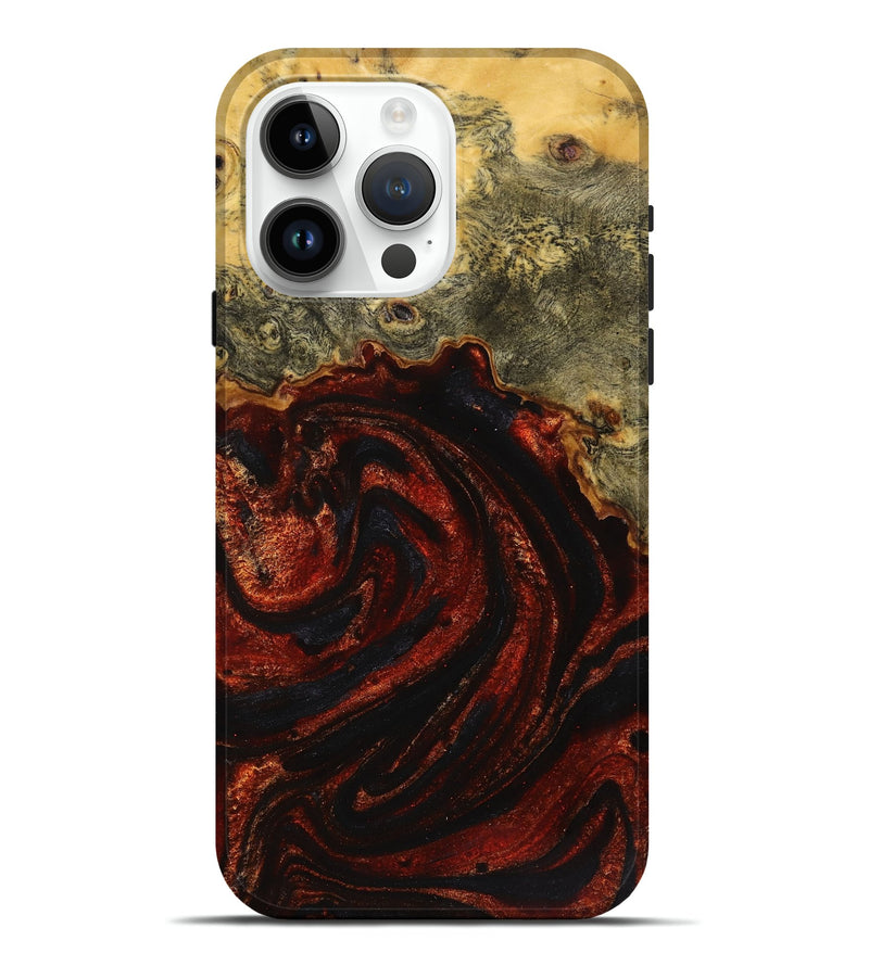 iPhone 15 Pro Max Wood+Resin Live Edge Phone Case - Shelia (Red, 719819)