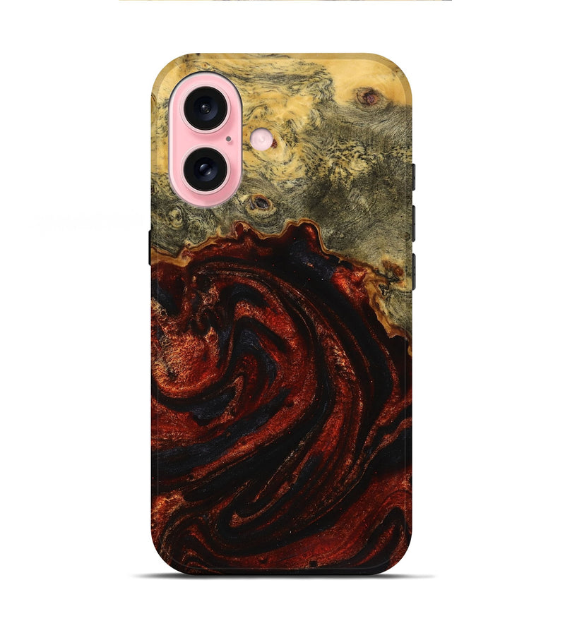 iPhone 16 Wood+Resin Live Edge Phone Case - Shelia (Red, 719819)