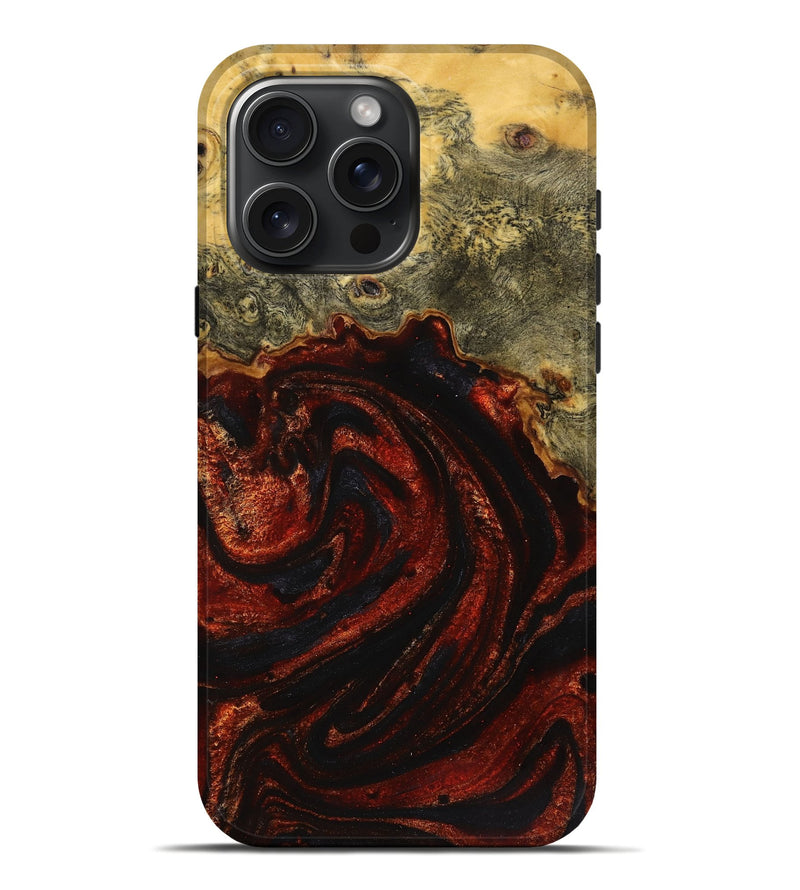 iPhone 16 Pro Max Wood+Resin Live Edge Phone Case - Shelia (Red, 719819)