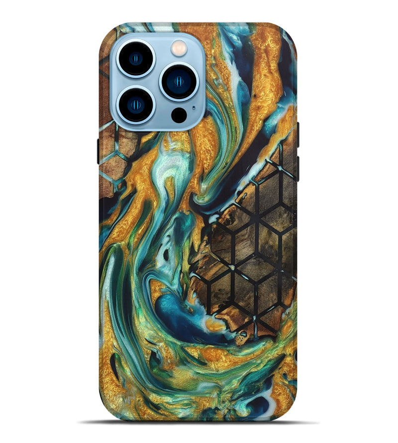 iPhone 14 Pro Max Wood+Resin Live Edge Phone Case - Beatrice (Pattern, 719854)