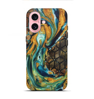 iPhone 16 Wood+Resin Live Edge Phone Case - Beatrice (Pattern, 719854)