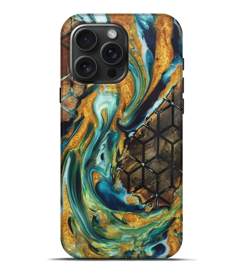 iPhone 16 Pro Max Wood+Resin Live Edge Phone Case - Beatrice (Pattern, 719854)