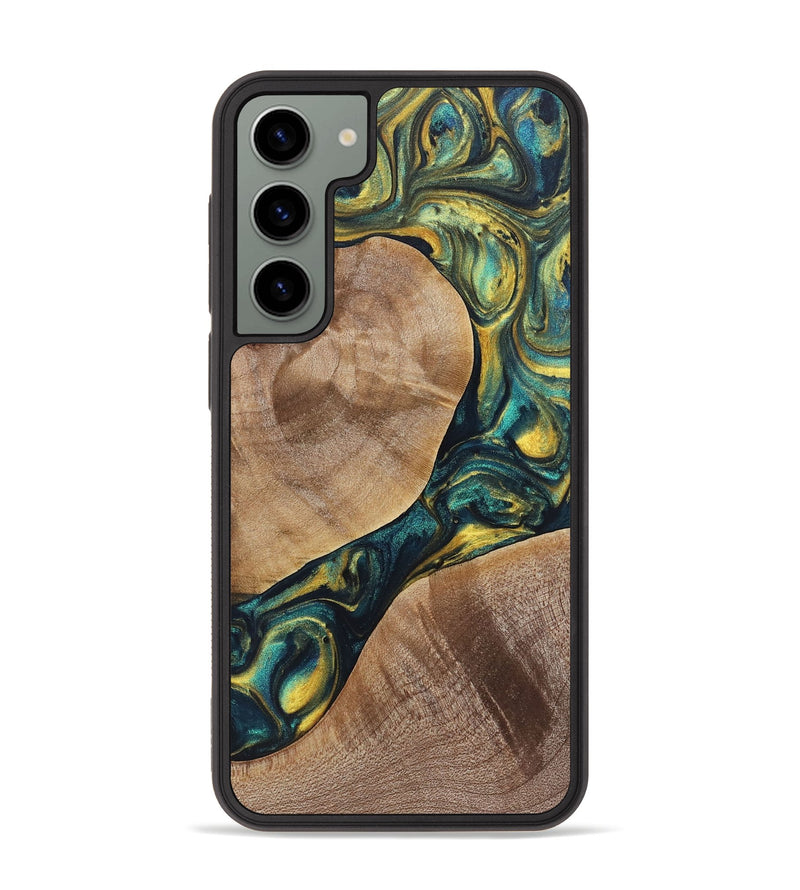 Galaxy S23 Plus Wood+Resin Phone Case - Kaitlin (Teal & Gold, 719893)