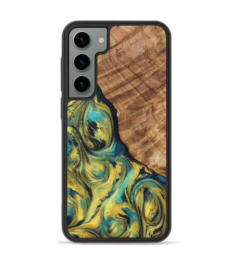 Galaxy S23 Plus Wood+Resin Phone Case - Cash (Teal & Gold, 719894)