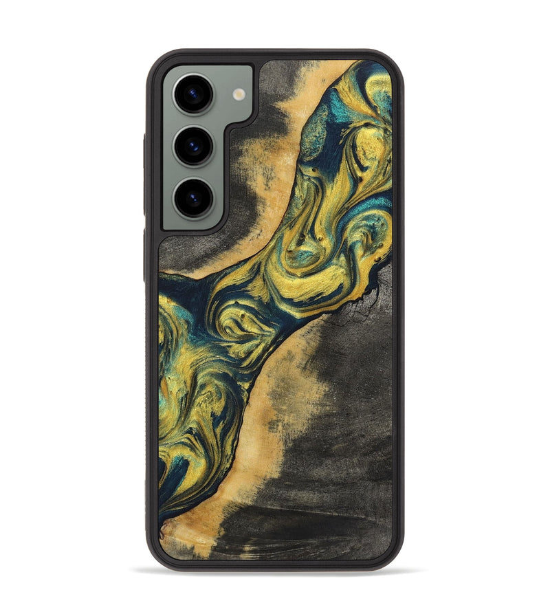 Galaxy S23 Plus Wood+Resin Phone Case - Conor (Teal & Gold, 719902)