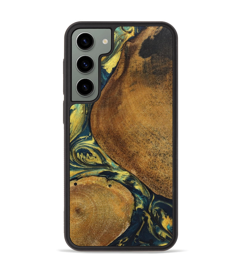 Galaxy S23 Plus Wood+Resin Phone Case - Kamryn (Teal & Gold, 719903)