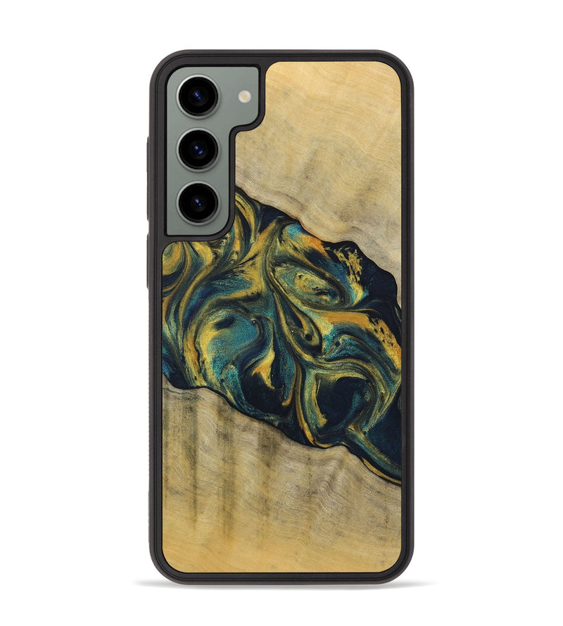 Galaxy S23 Plus Wood+Resin Phone Case - Maxine (Teal & Gold, 719905)