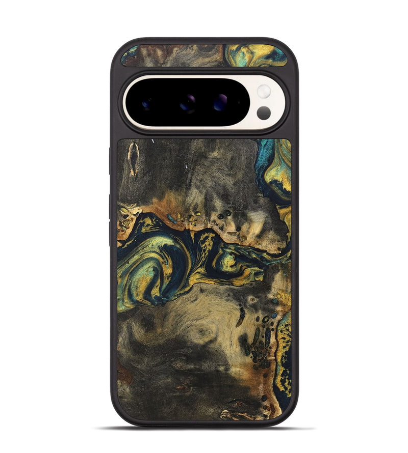 Pixel 9 Pro Wood+Resin Phone Case - Donnie (Teal & Gold, 719940)