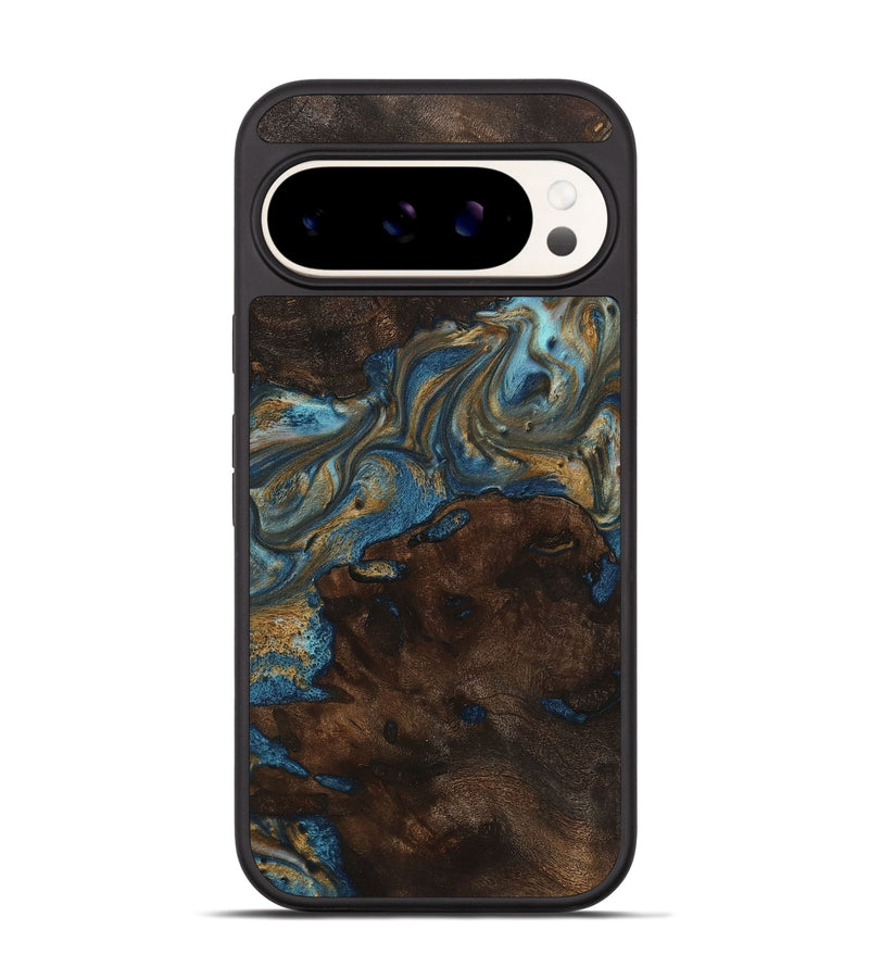 Pixel 9 Pro Wood+Resin Phone Case - Niko (Teal & Gold, 719950)