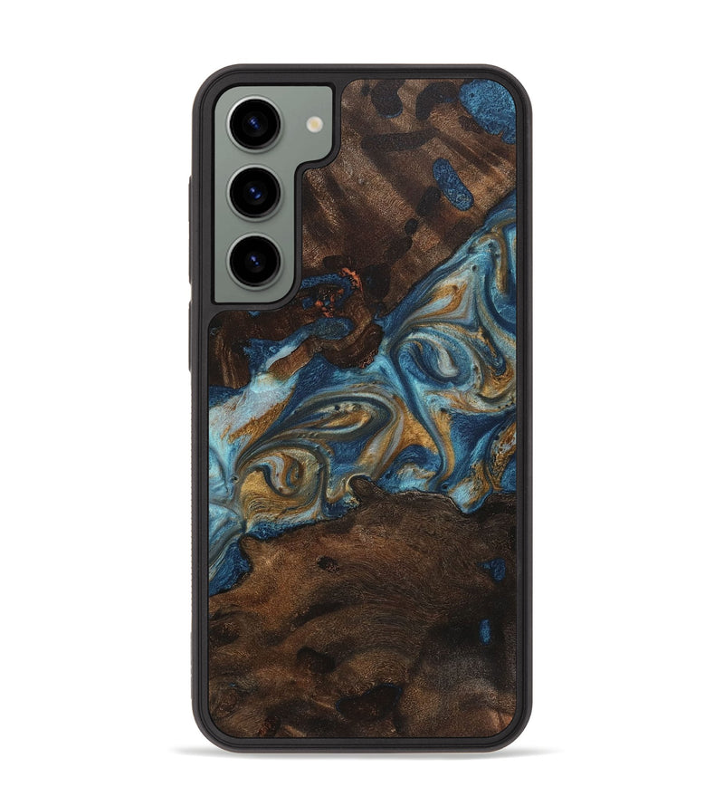 Galaxy S23 Plus Wood+Resin Phone Case - Kerri (Teal & Gold, 719951)