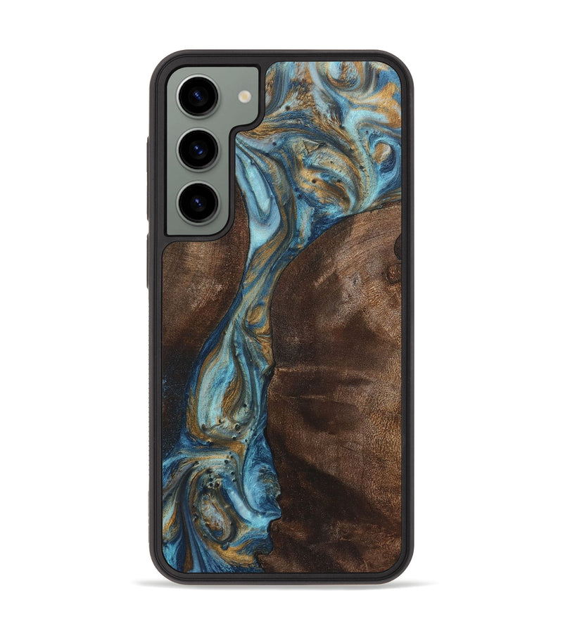 Galaxy S23 Plus Wood+Resin Phone Case - Aidan (Teal & Gold, 719953)