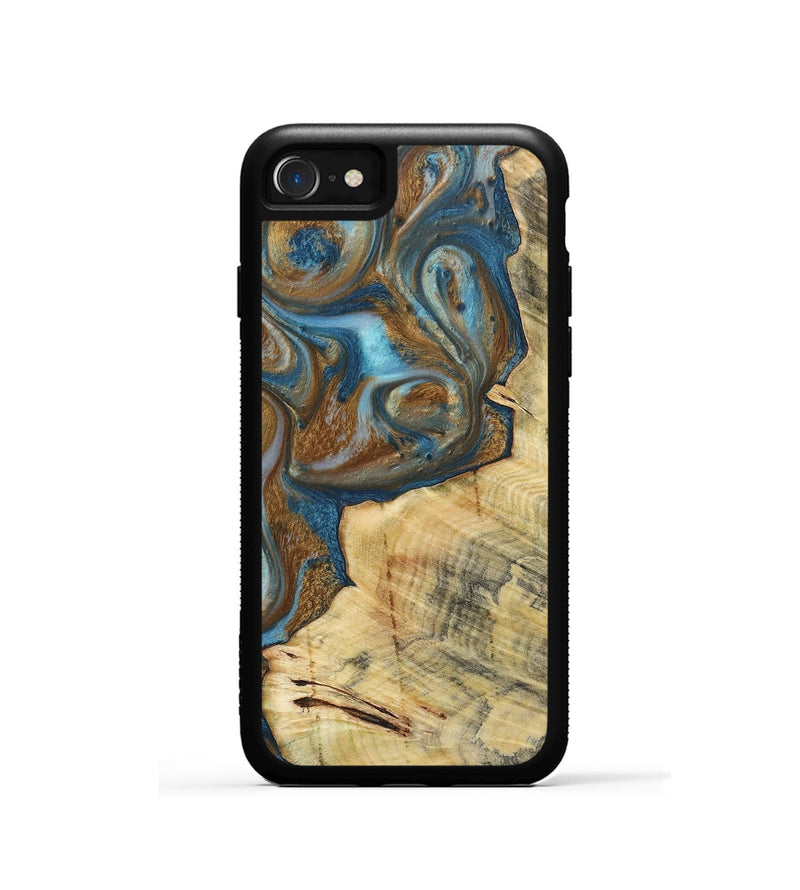 iPhone SE Wood+Resin Phone Case - Myles (Teal & Gold, 719954)