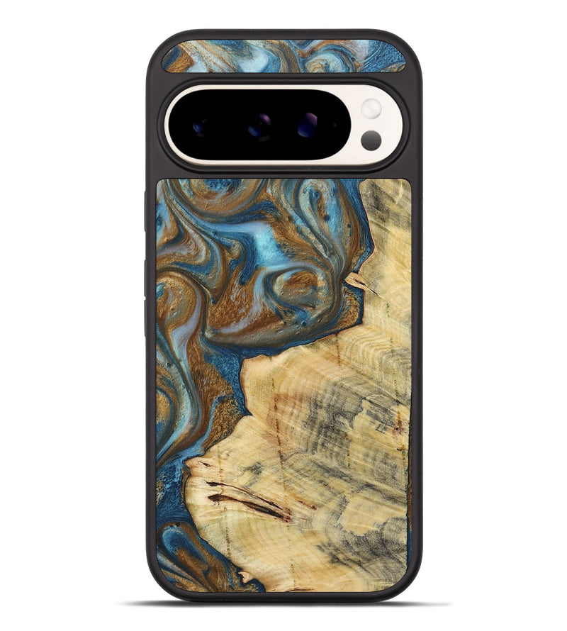 Pixel 9 Pro XL Wood+Resin Phone Case - Myles (Teal & Gold, 719954)