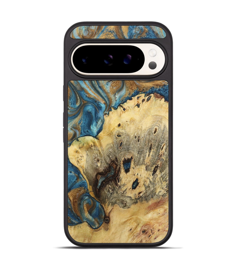 Pixel 9 Wood+Resin Phone Case - Toby (Teal & Gold, 719957)