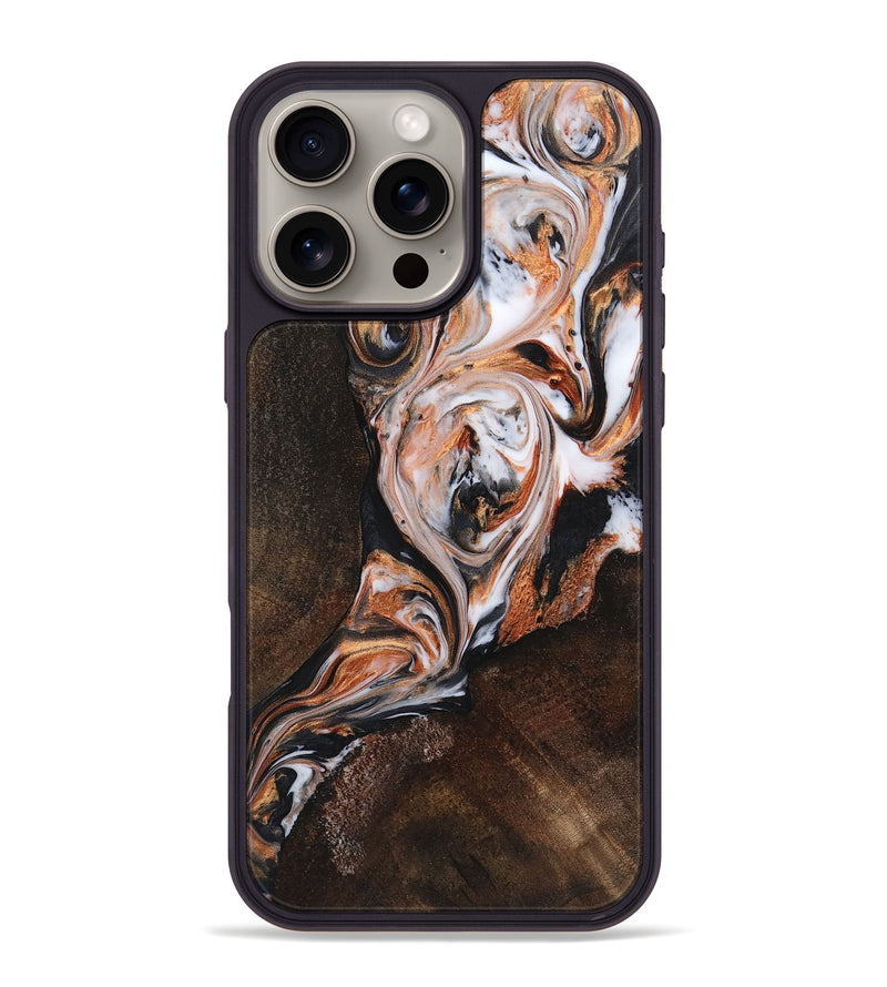 iPhone 16 Pro Max Wood+Resin Phone Case - Zachary (Black & White, 719971)