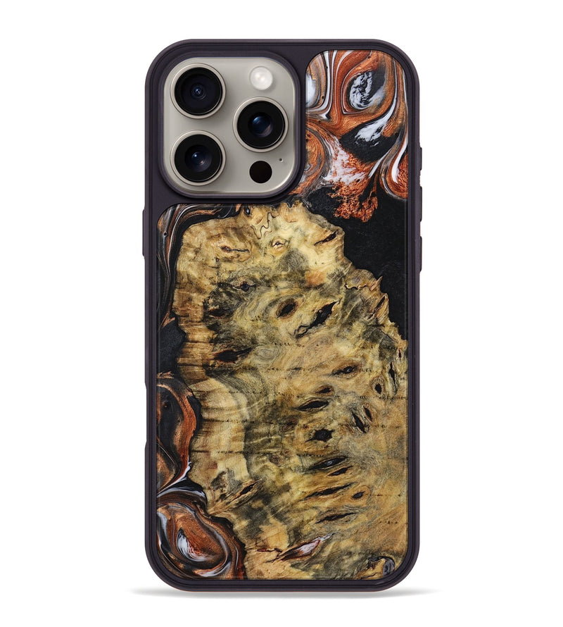 iPhone 16 Pro Max Wood+Resin Phone Case - Bessie (Black & White, 719973)