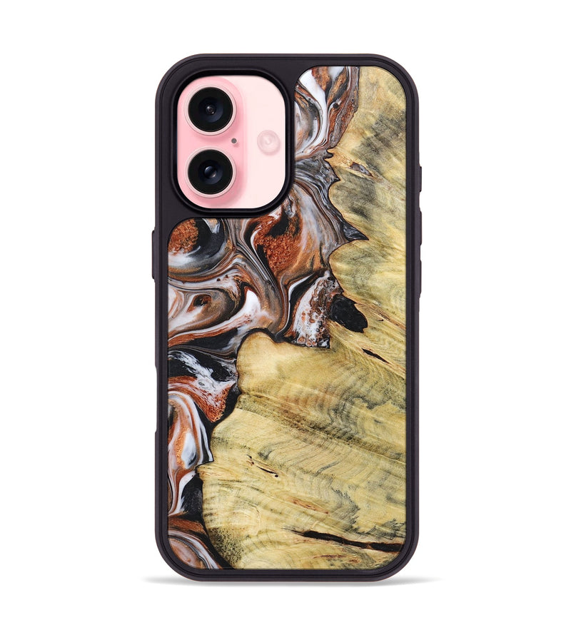 iPhone 16 Wood+Resin Phone Case - Zachariah (Black & White, 719977)