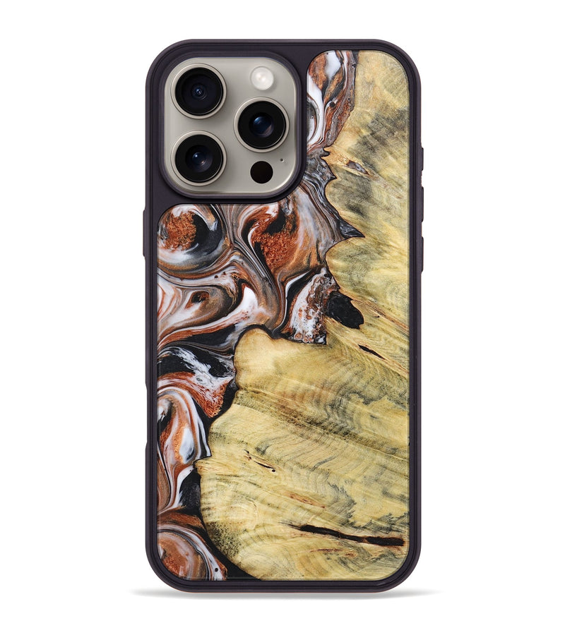 iPhone 16 Pro Max Wood+Resin Phone Case - Zachariah (Black & White, 719977)