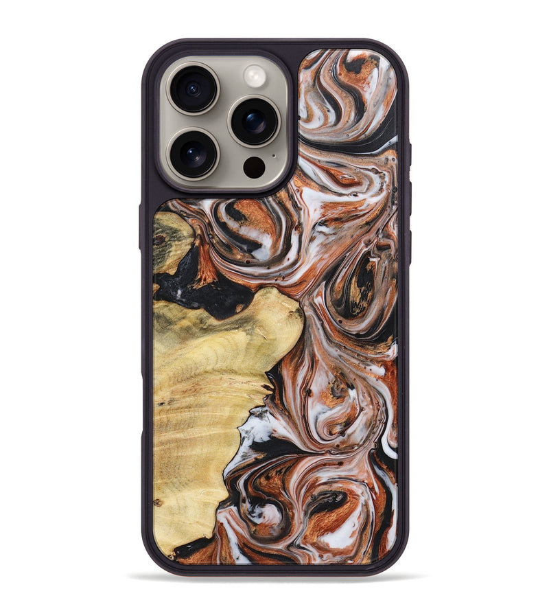 iPhone 16 Pro Max Wood+Resin Phone Case - Carl (Black & White, 719978)