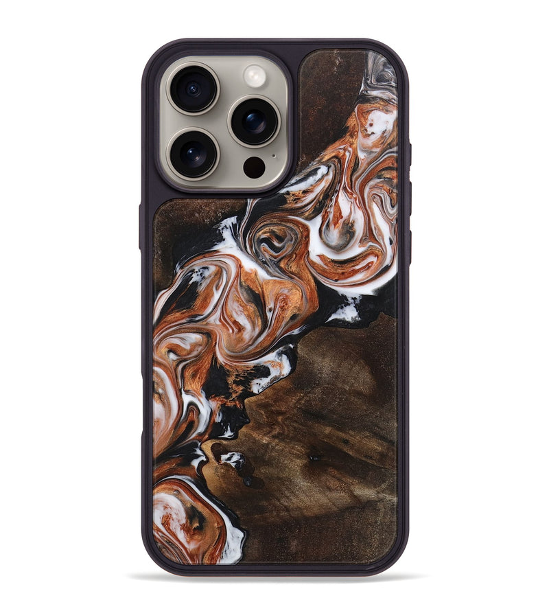 iPhone 16 Pro Max Wood+Resin Phone Case - Hanna (Black & White, 719981)