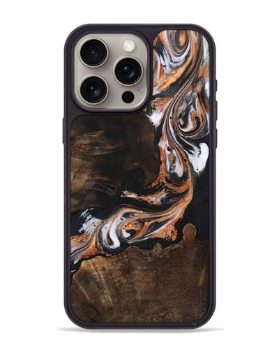 iPhone 15 Pro Max Wood+Resin Phone Case - Della (Black & White, 719982)