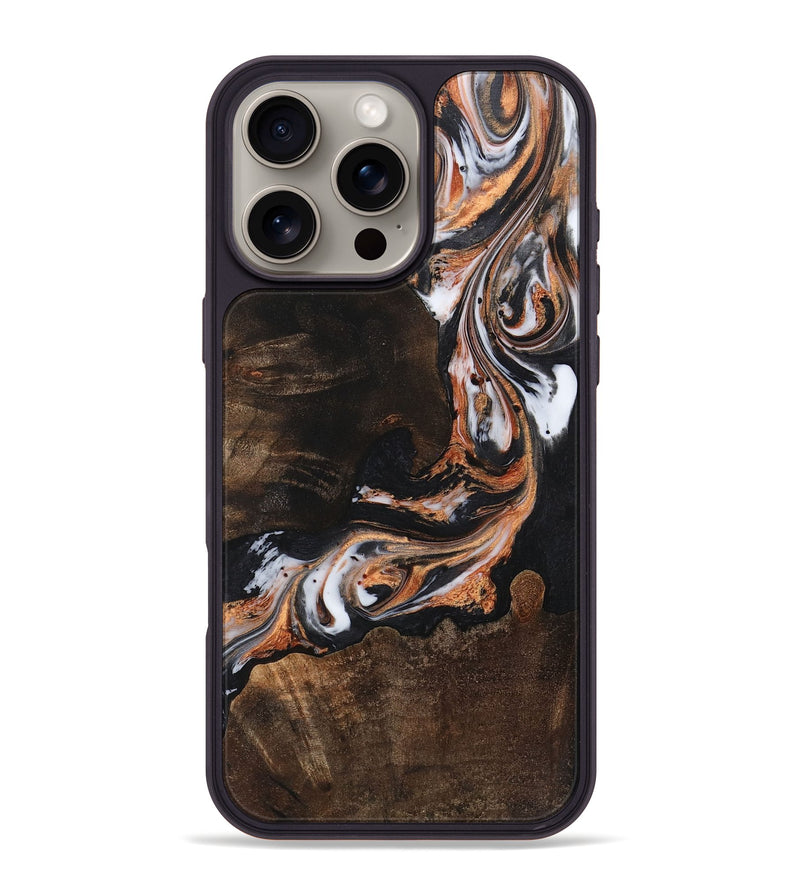 iPhone 16 Pro Max Wood+Resin Phone Case - Della (Black & White, 719982)