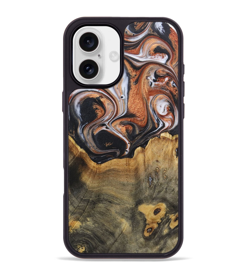 iPhone 16 Plus Wood+Resin Phone Case - Aaliyah (Black & White, 719983)