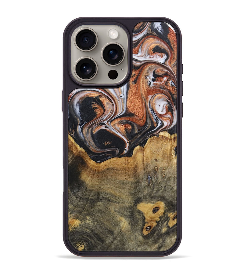 iPhone 16 Pro Max Wood+Resin Phone Case - Aaliyah (Black & White, 719983)