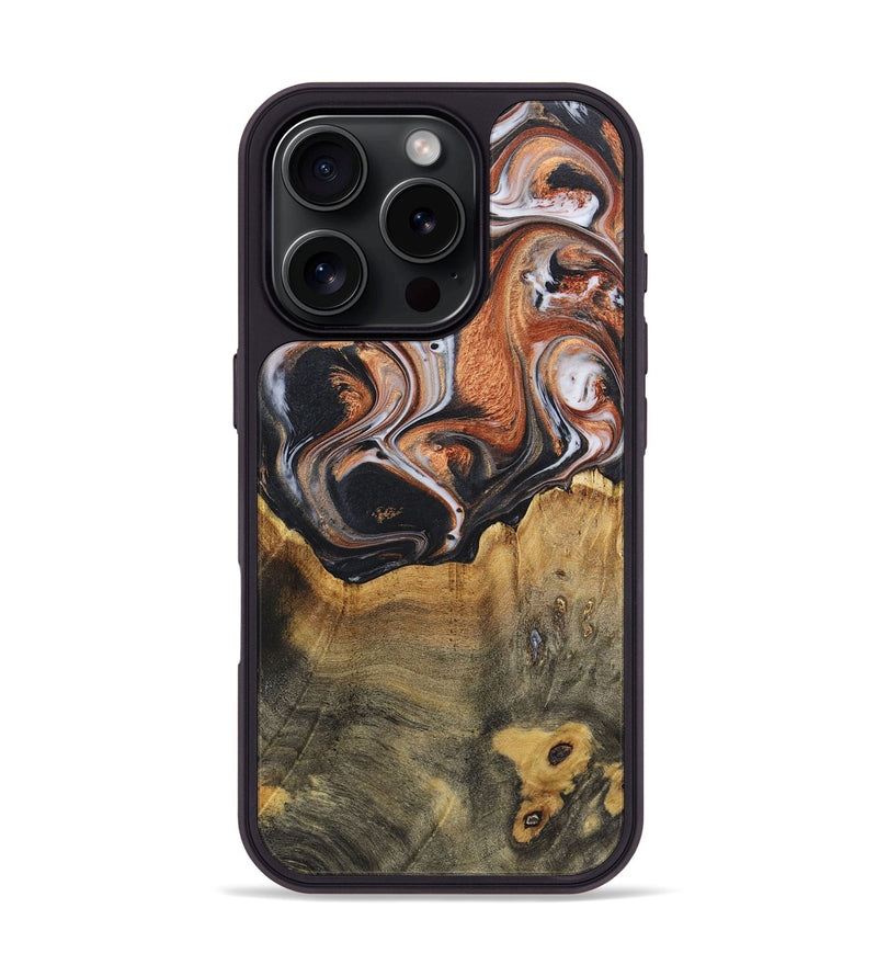 iPhone 16 Pro Wood+Resin Phone Case - Aaliyah (Black & White, 719983)