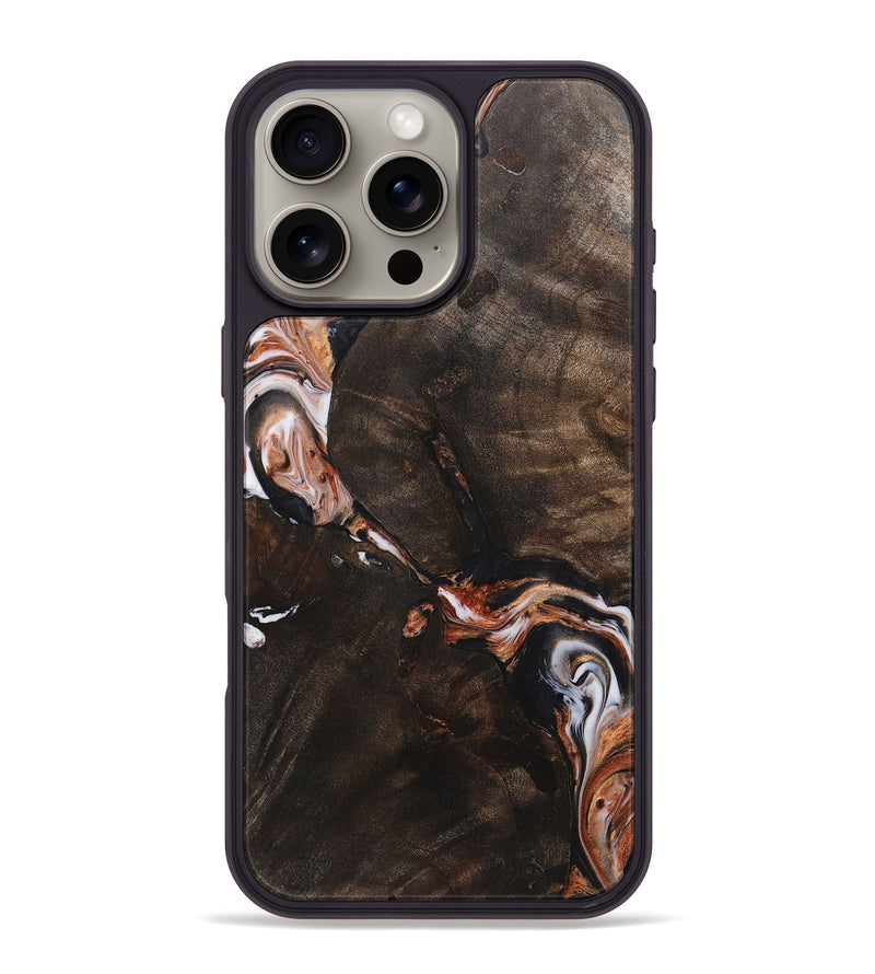 iPhone 16 Pro Max Wood+Resin Phone Case - Charlotte (Black & White, 719984)