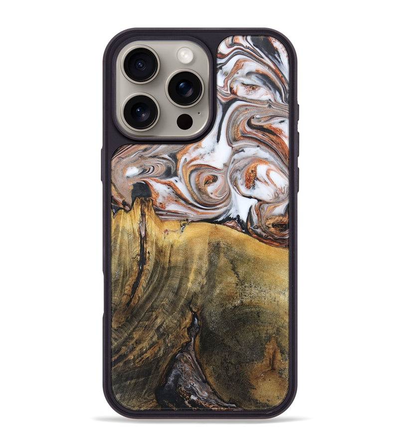 iPhone 16 Pro Max Wood+Resin Phone Case - Sheena (Black & White, 719985)