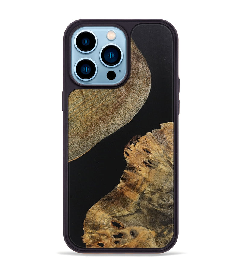 iPhone 14 Pro Max Wood+Resin Phone Case - Callie (Pure Black, 719988)