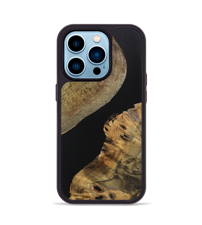 iPhone 14 Pro Wood+Resin Phone Case - Callie (Pure Black, 719988)